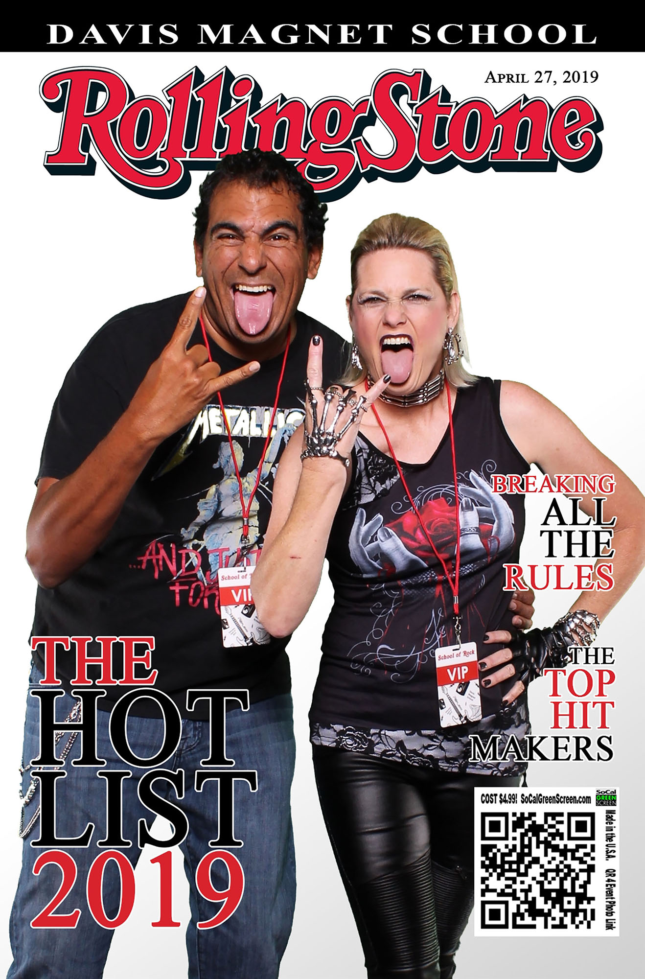 Two people Rocking out on the cover of a magazine